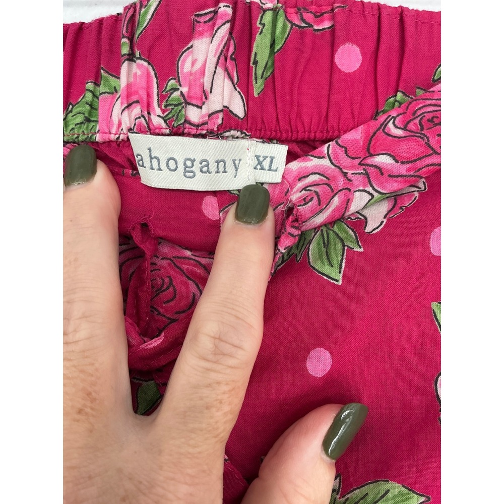 Mahogany Pajama Set Women XL Pink Floral Polka Dot 100% Cotton Long Sleeve Pants - Picture 5 of 12